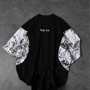 Abstract Swirl Color Block Oversize T-Shirt